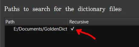 Dictionaries settings