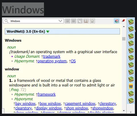 GoldenDict popup definition window